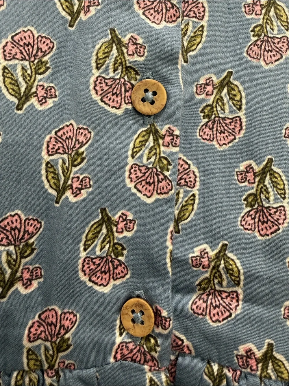 NEXT Girls' Blue Floral Smocked Long-Sleeve Dress